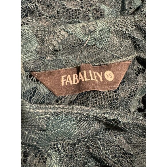 Holiday Green Lace Ruffled Long Sleeve Mini Dress Size XS Christmas Party - Picture 7 of 8